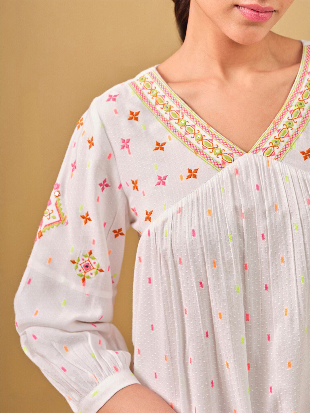 Global Desi V-Neck Floral Printed Top