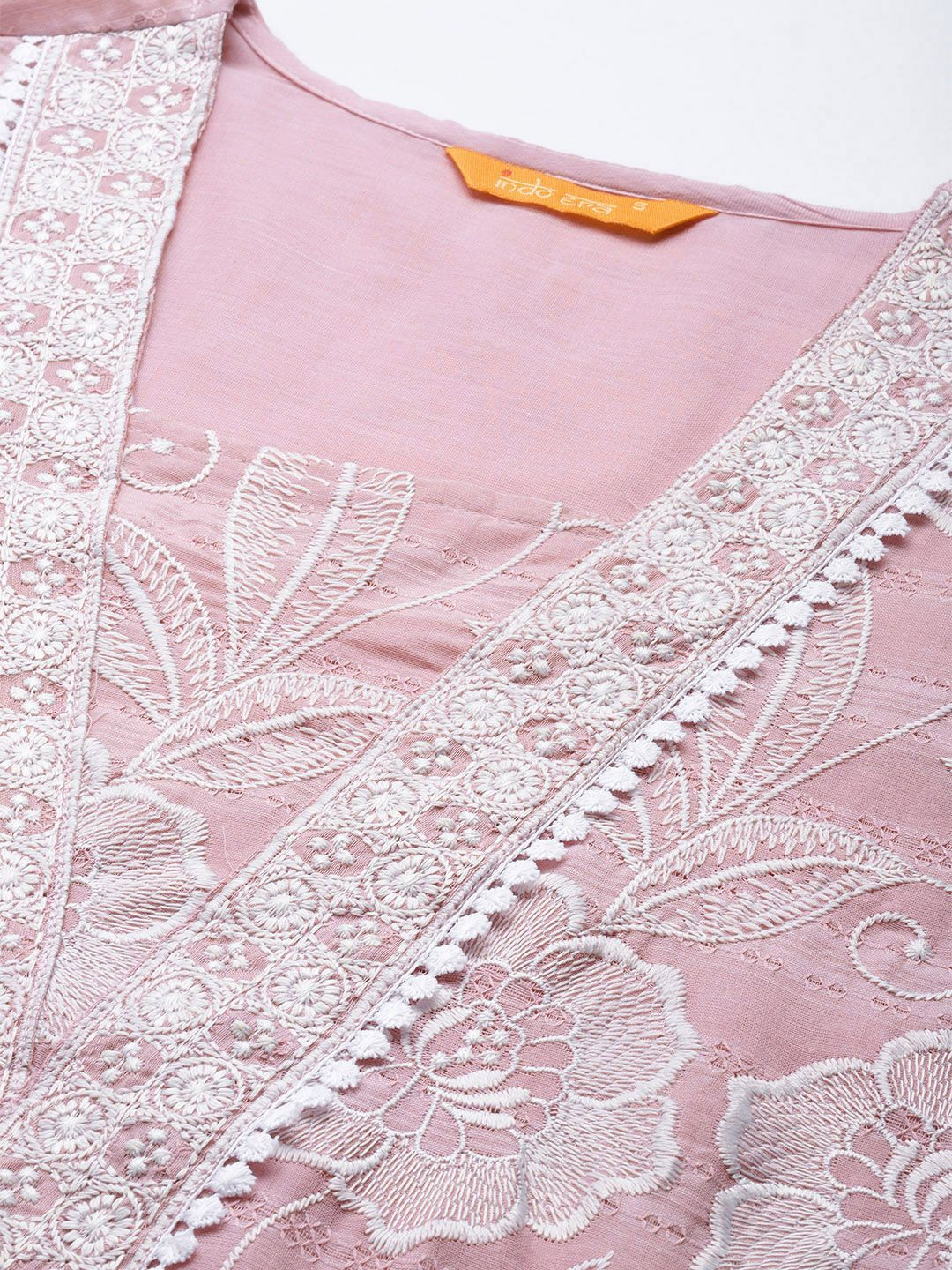 Indo Era Floral Embroidered Pure Cotton Co-Ords