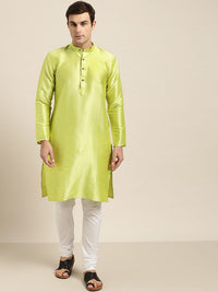 SOJANYA Men Green Woven Design Straight Kurta