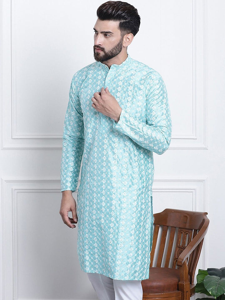 SOJANYA Kurta Lurus Kolar Band Sulam Bunga