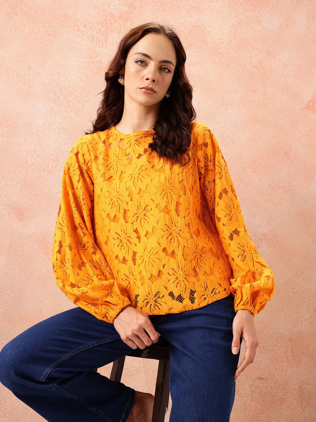 all about you Lace Puff Sleeve Top