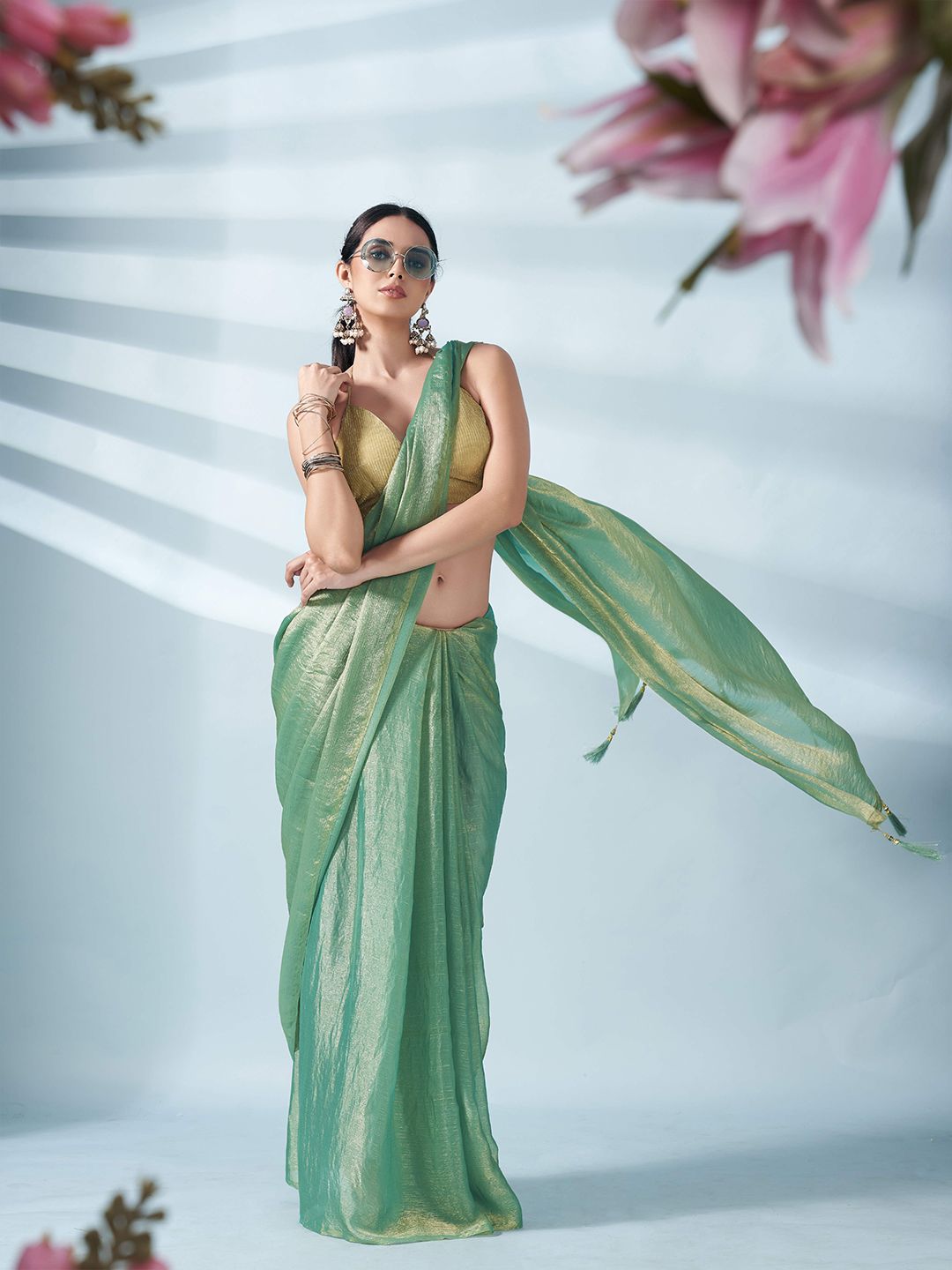 Tikhi Imli Two Tone Poly Chiffon Saree