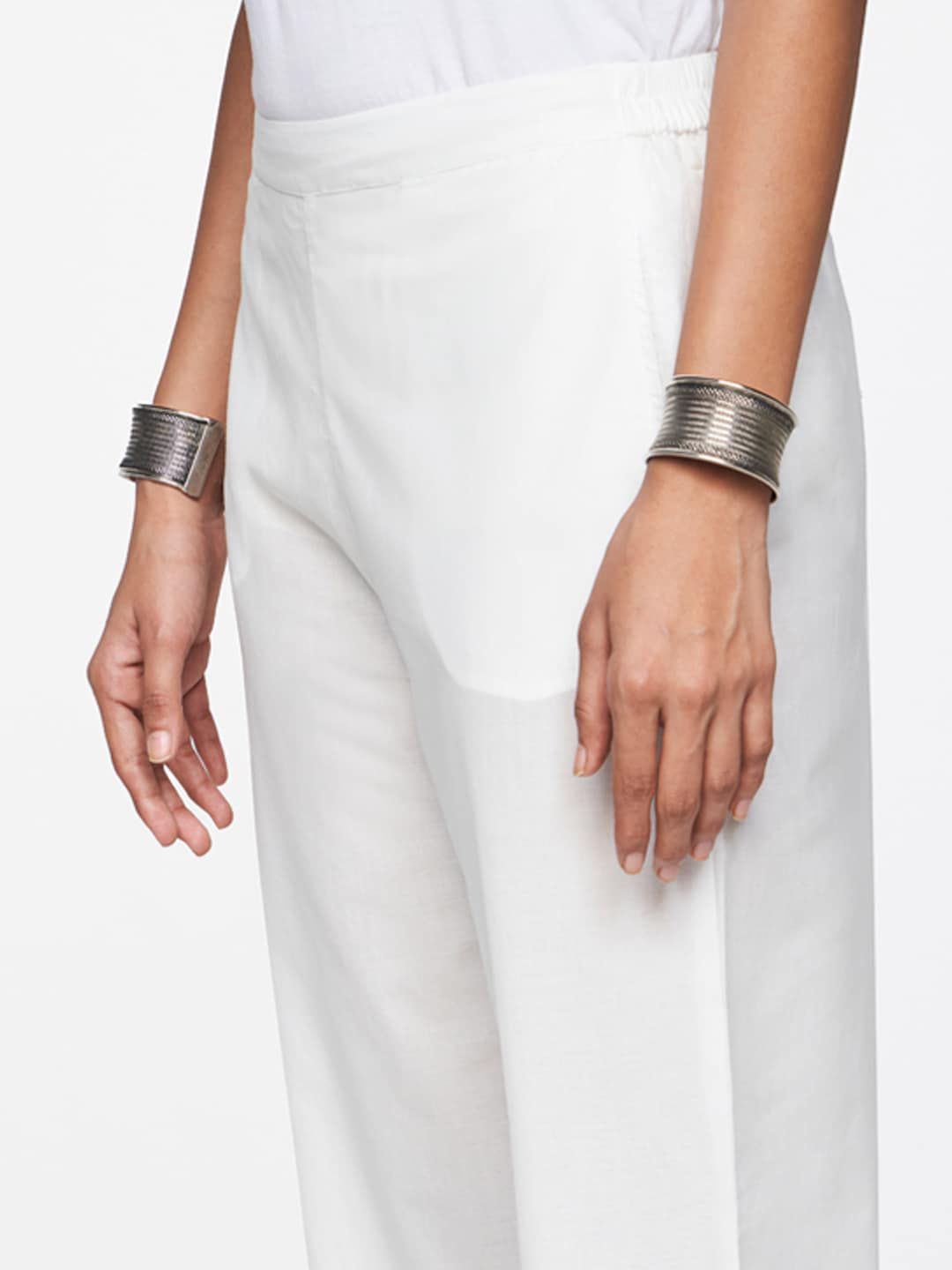 Global Desi Women Hem Design Straight Fit Pure Cotton Palazzos