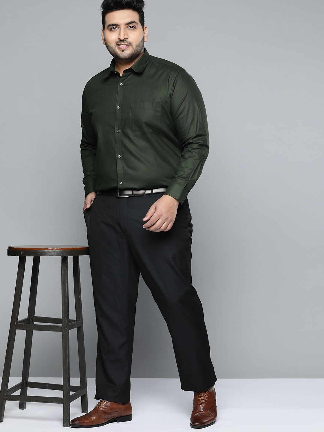 DENNISON Men Green Smart Slim Fit Opaque Formal Shirt