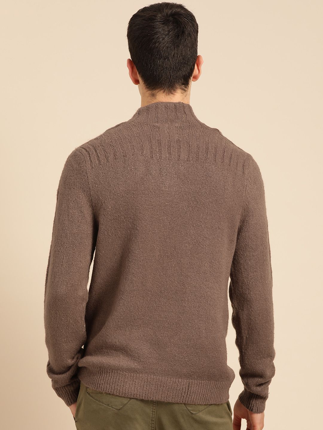 Mr Bowerbird Men Brown Solid Pullover Sweater
