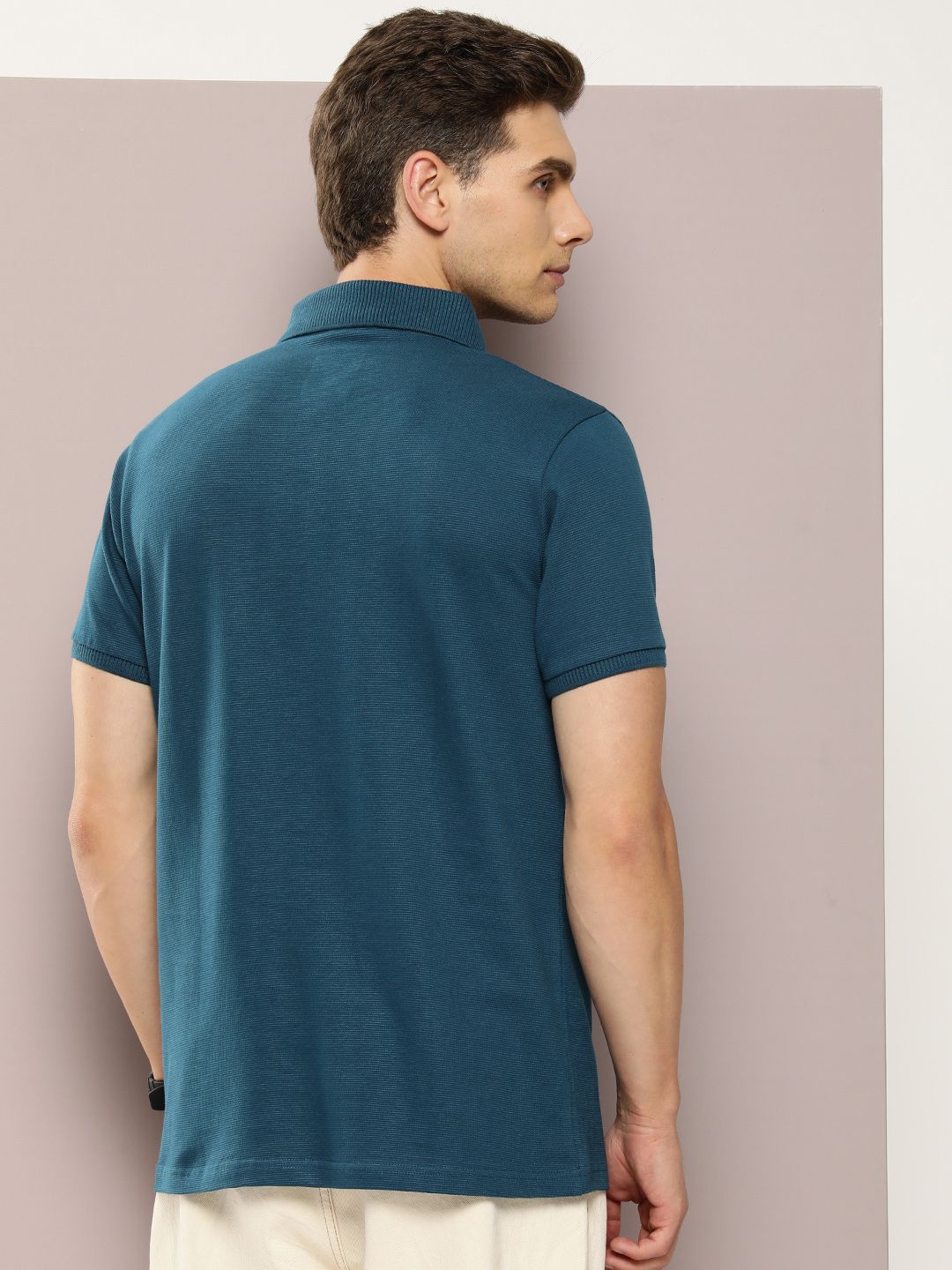 DILLINGER Men Polo Collar Honeycomb Structure T-shirt