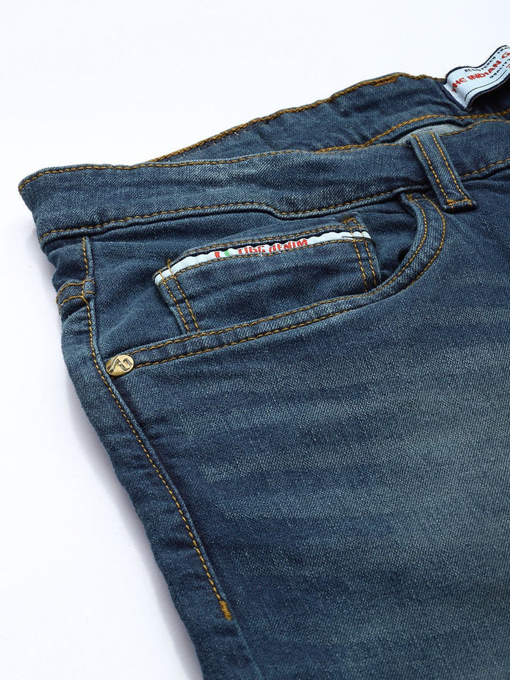 The Indian Garage Co. Men Straight Fit Heavy Fade Stretchable Jeans
