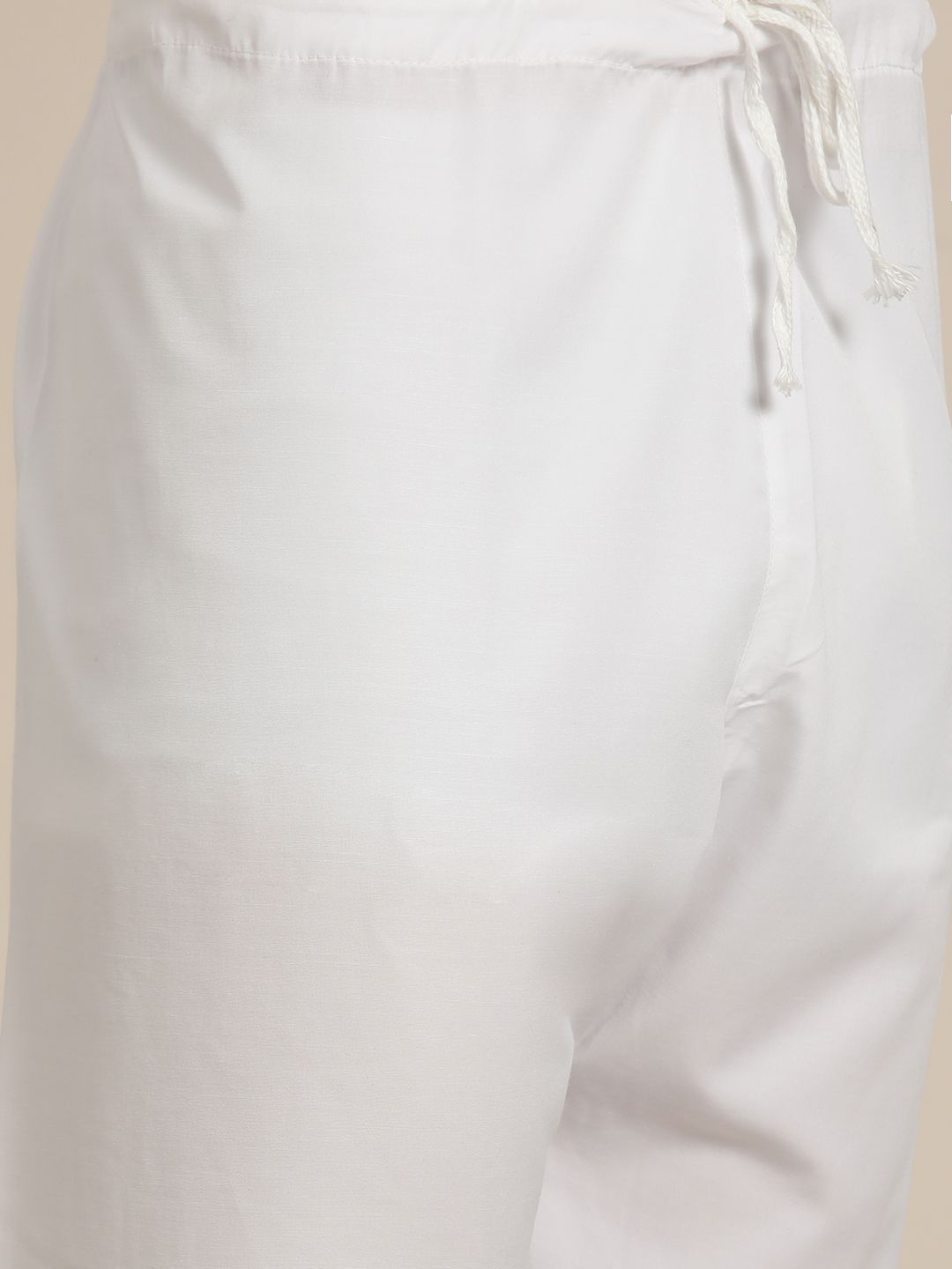SOJANYA Men Cream-Coloured Striped Thread Work Straight Kurta Churidar & Nehru Jacket
