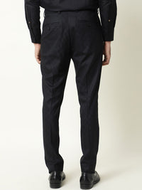 RARE RABBIT Men Navy Blue Slim Fit Trousers