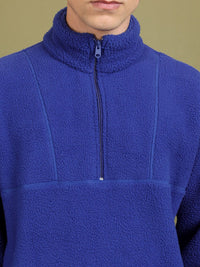 HIGHLANDER High Neck Drop Shoulder Sleeves  Half Zipper Oversized Sweatshirt