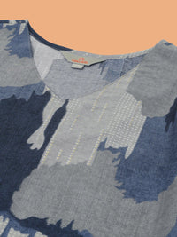 Anouk Grey Abstract Printed Regular Kurta with Trousers