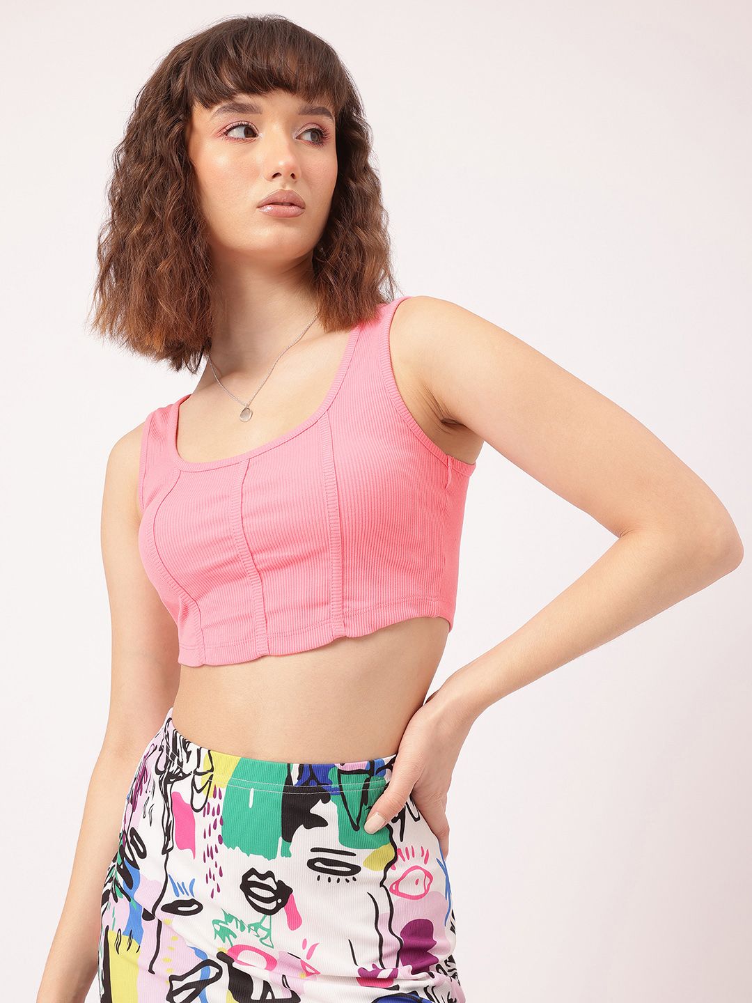 DressBerry Glamorously Gritty Ribbed Crop Top