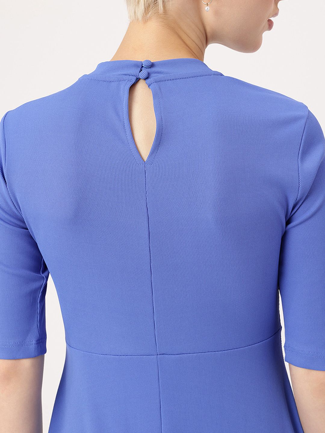 DressBerry Playful Elegance Ribbed Fitted A-Line Dress