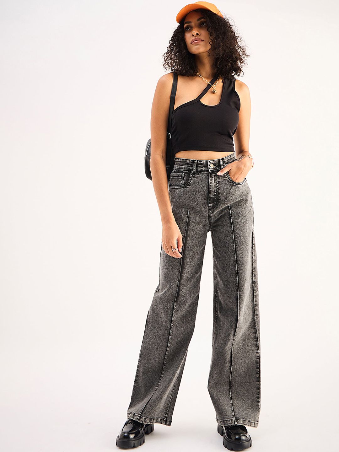 SASSAFRAS BASICS Women Straight Fit High-Rise Heavy Fade Acid Wash Stretchable Jeans
