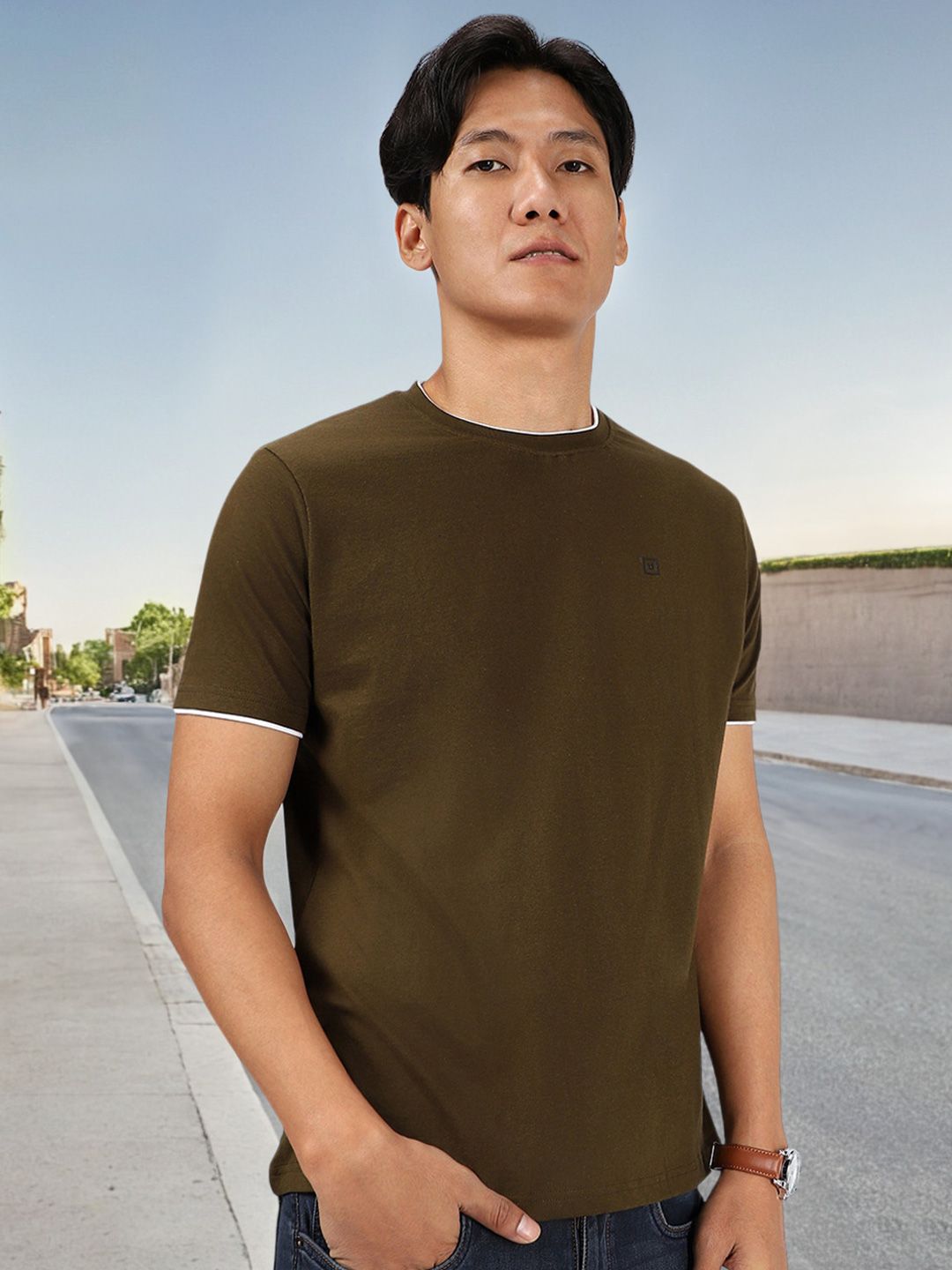 Urbano Fashion Round Neck Bio Finish Slim Fit Pure Cotton T-shirt
