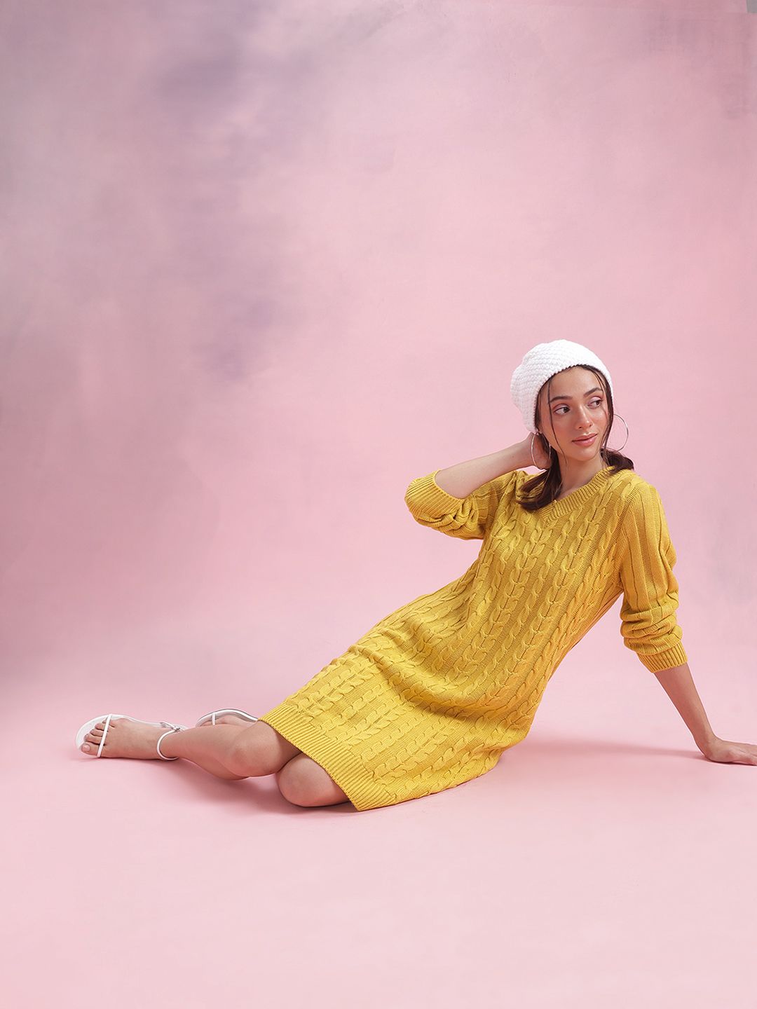 DressBerry Acrylic V-Neck Sweater Dress