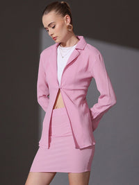 STREET 9 Self Design Shirt & Skirt Co-ord Set