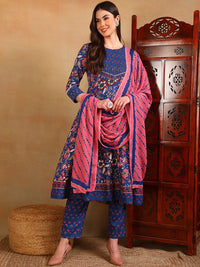 KALINI Ethnic Motifs Printed A-Line Kurta With Trousers &  Dupatta