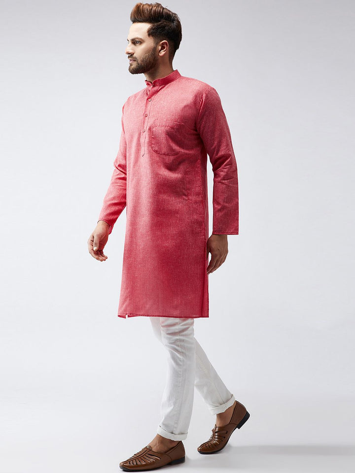 SOJANYA Lelaki Red Woven Design Straight Kurta