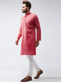 SOJANYA Men Red Woven Design Straight Kurta