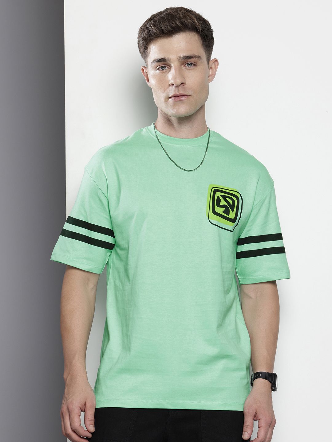 The Indian Garage Co Printed Oversized Pure Cotton T-shirt