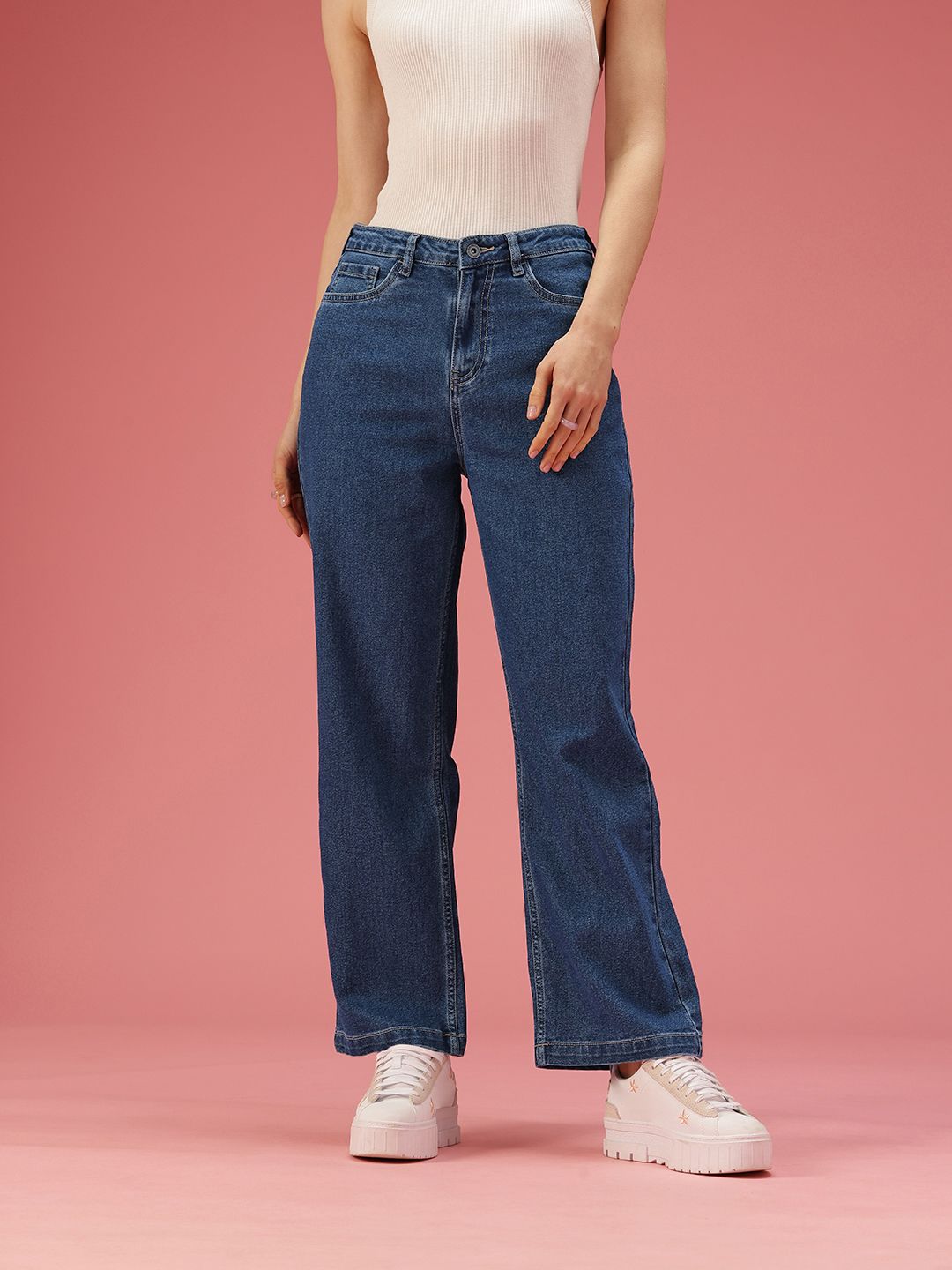 DressBerry Women Straight Fit High-Rise Stretchable Jeans