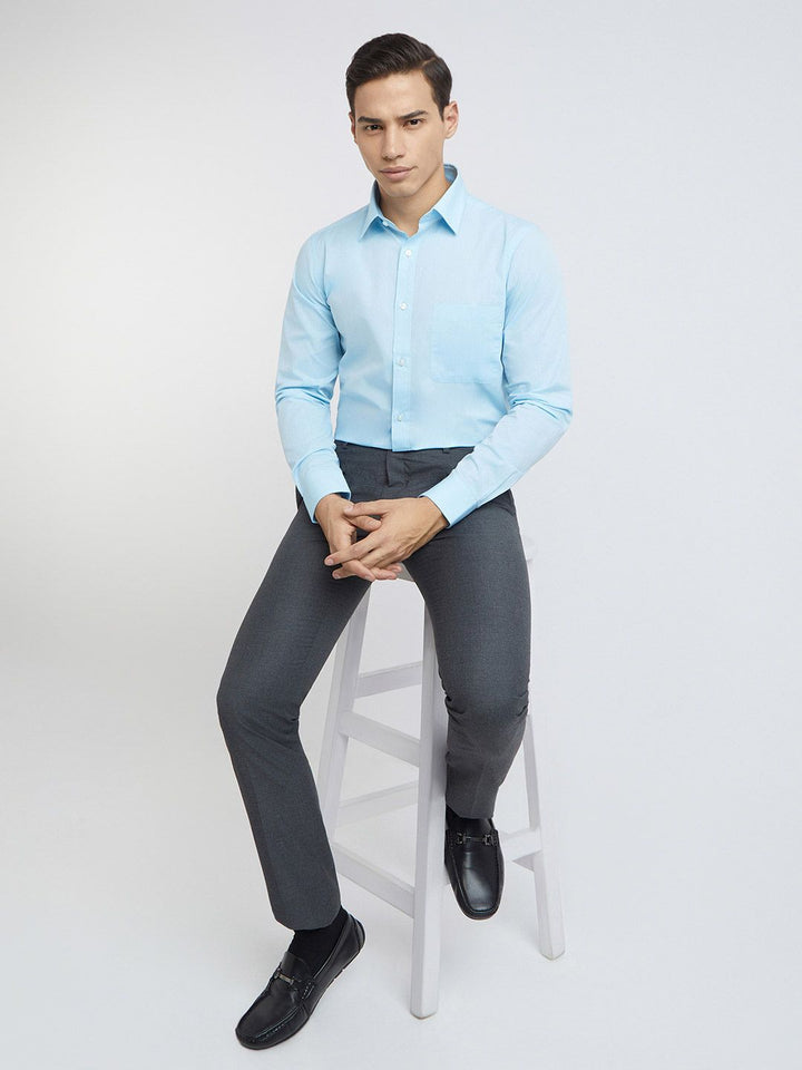 Raymond Men Pure Cotton Self Design Textured Slim Fit Formal Shirt