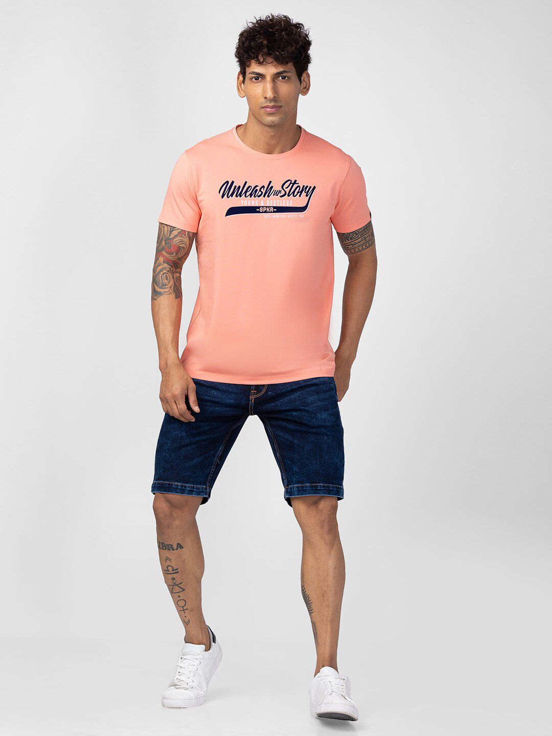 SPYKAR Men Typography Slim Fit T-shirt