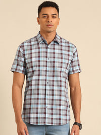 Being Human Slim Fit Opaque Checked Pure Cotton Casual Shirt