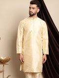 Anouk Band Collar Dupion Silk Straight Silk Cotton Kurta Biasa