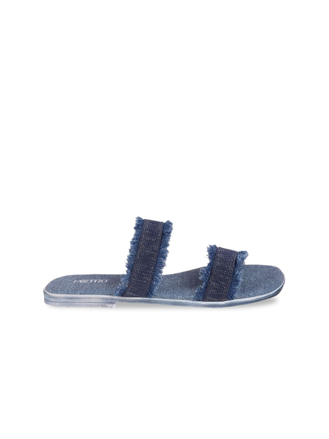 Metro Women Frayed Open Toe Flats