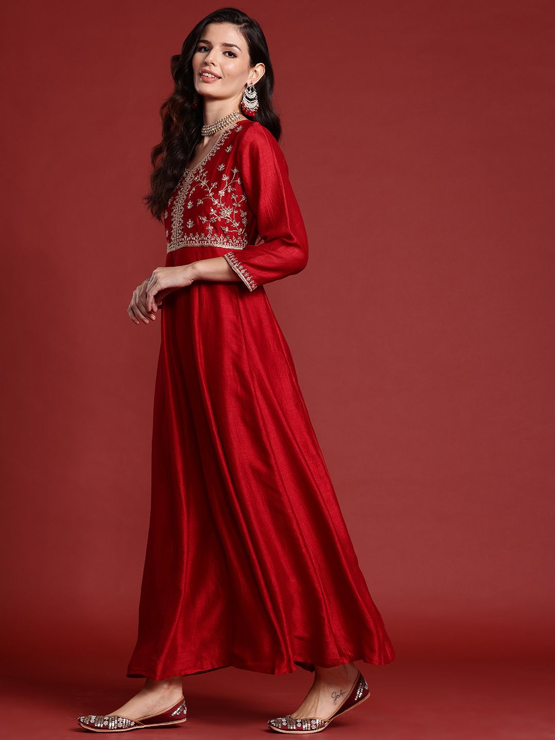 Indo Era Ethnic Motifs Embroidered Empire Kurta with Trousers & Dupatta