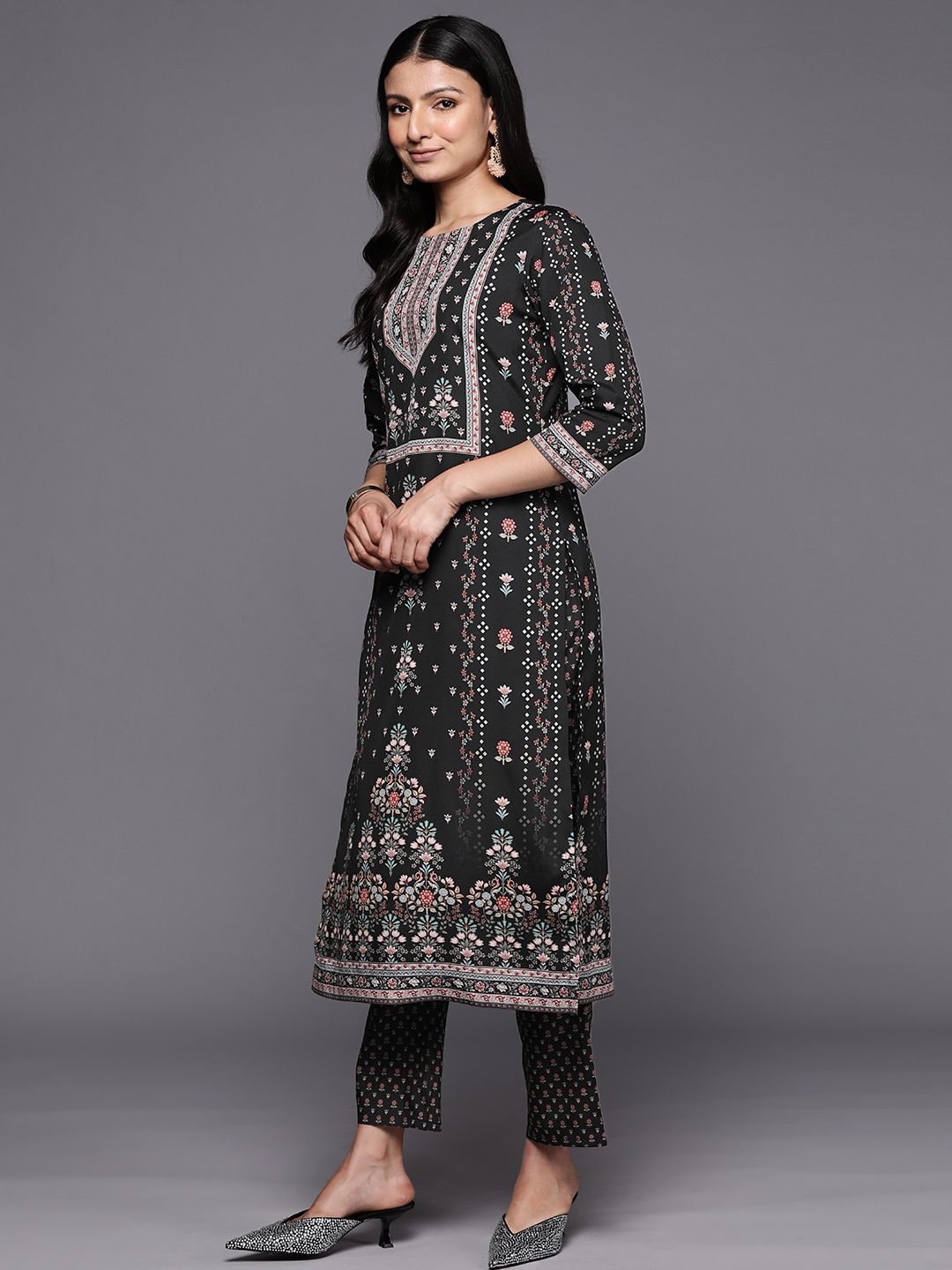 Libas Floral Printed Kurta with Trousers & With Dupatta