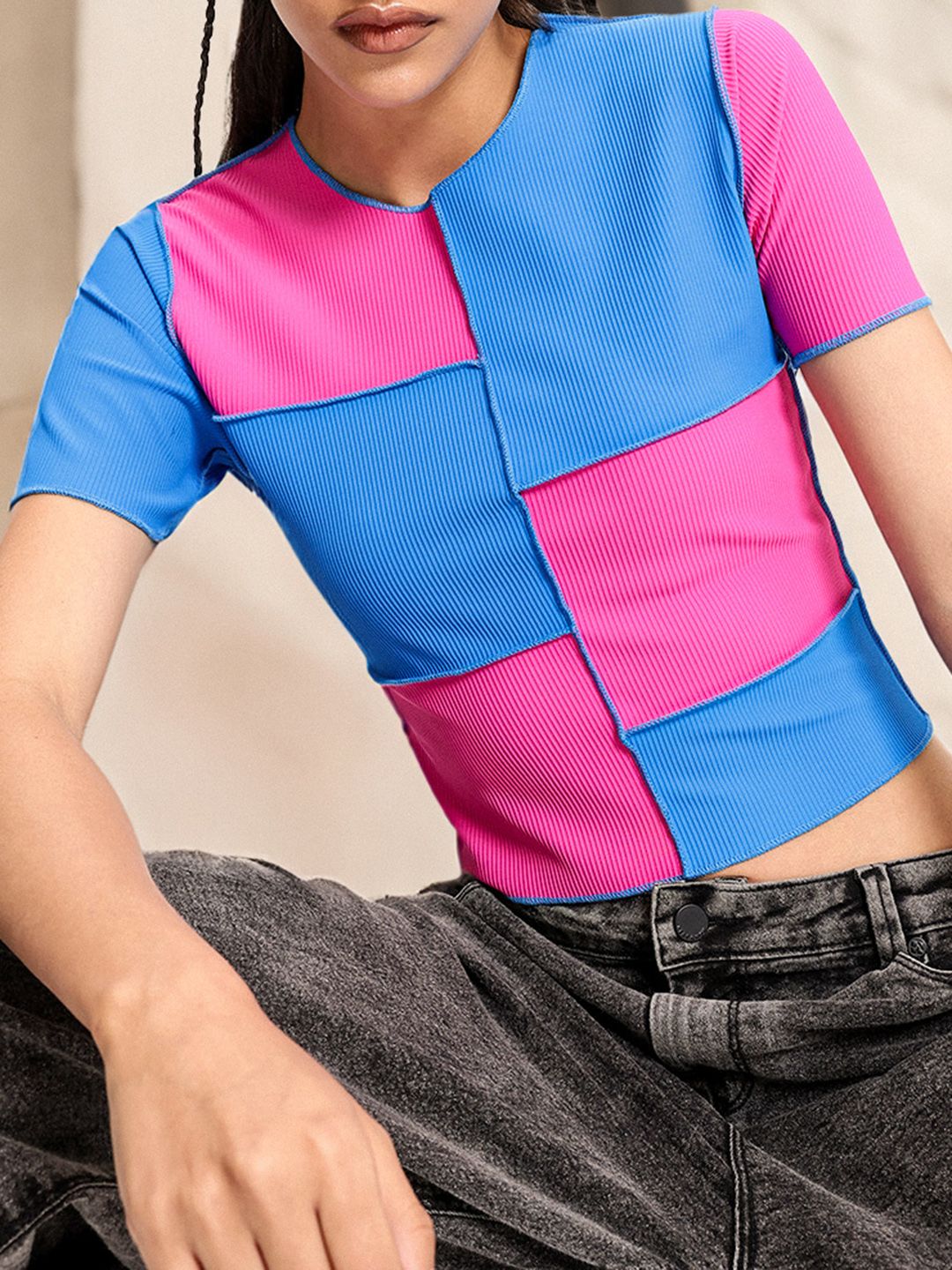 DressBerry The Patchwork Passion Ribbed Top