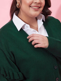 CURVY STREET Women Plus Size Acrylic Cardigan