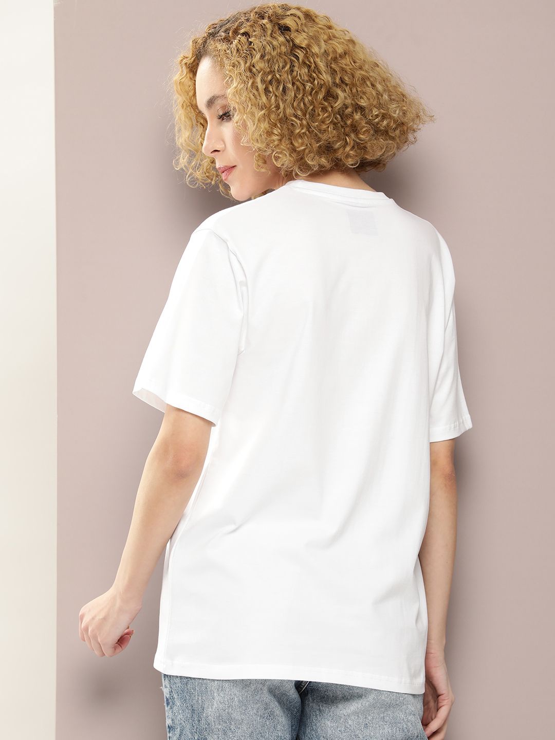 DILLINGER Women Graphic Printed Embossed Oversized T-shirt