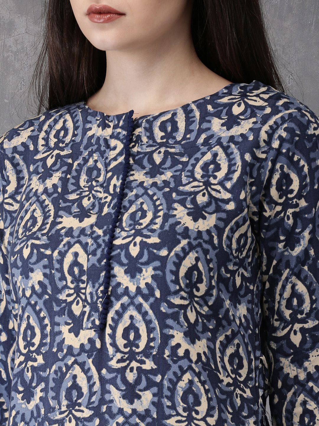 Anouk Women Blue Printed Straight Kurta