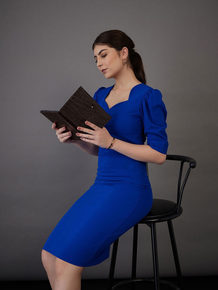 SASSAFRAS worklyf Sweetheart Neck Puff Sleeves Formal Bodycon Dress