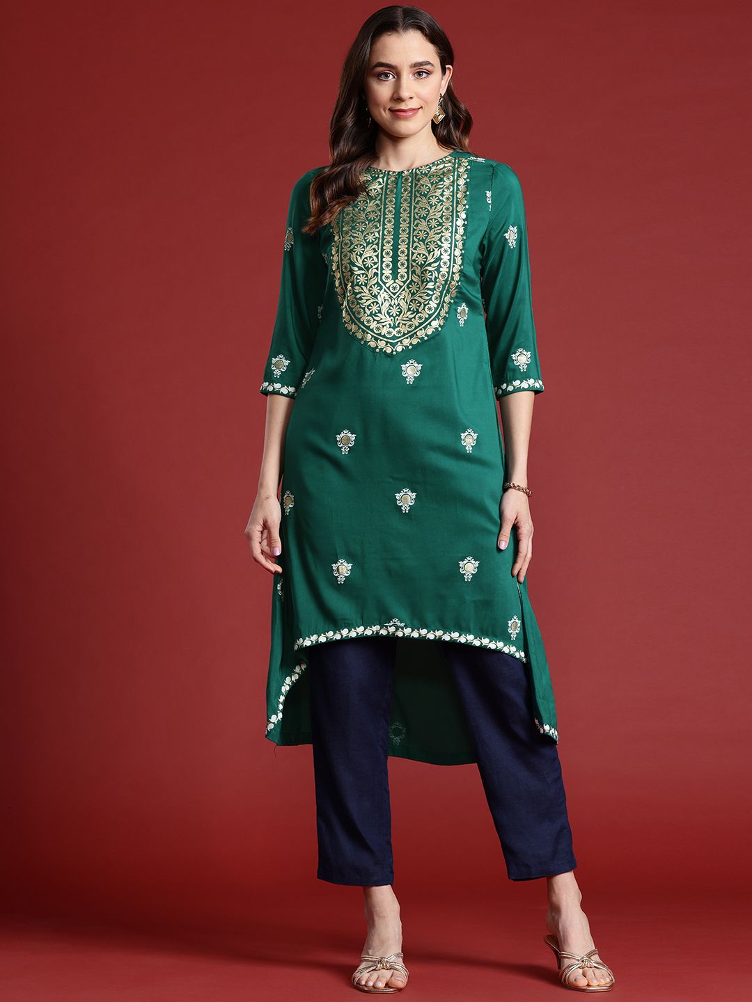 Anouk Ethnic Motifs Printed Straight Kurta