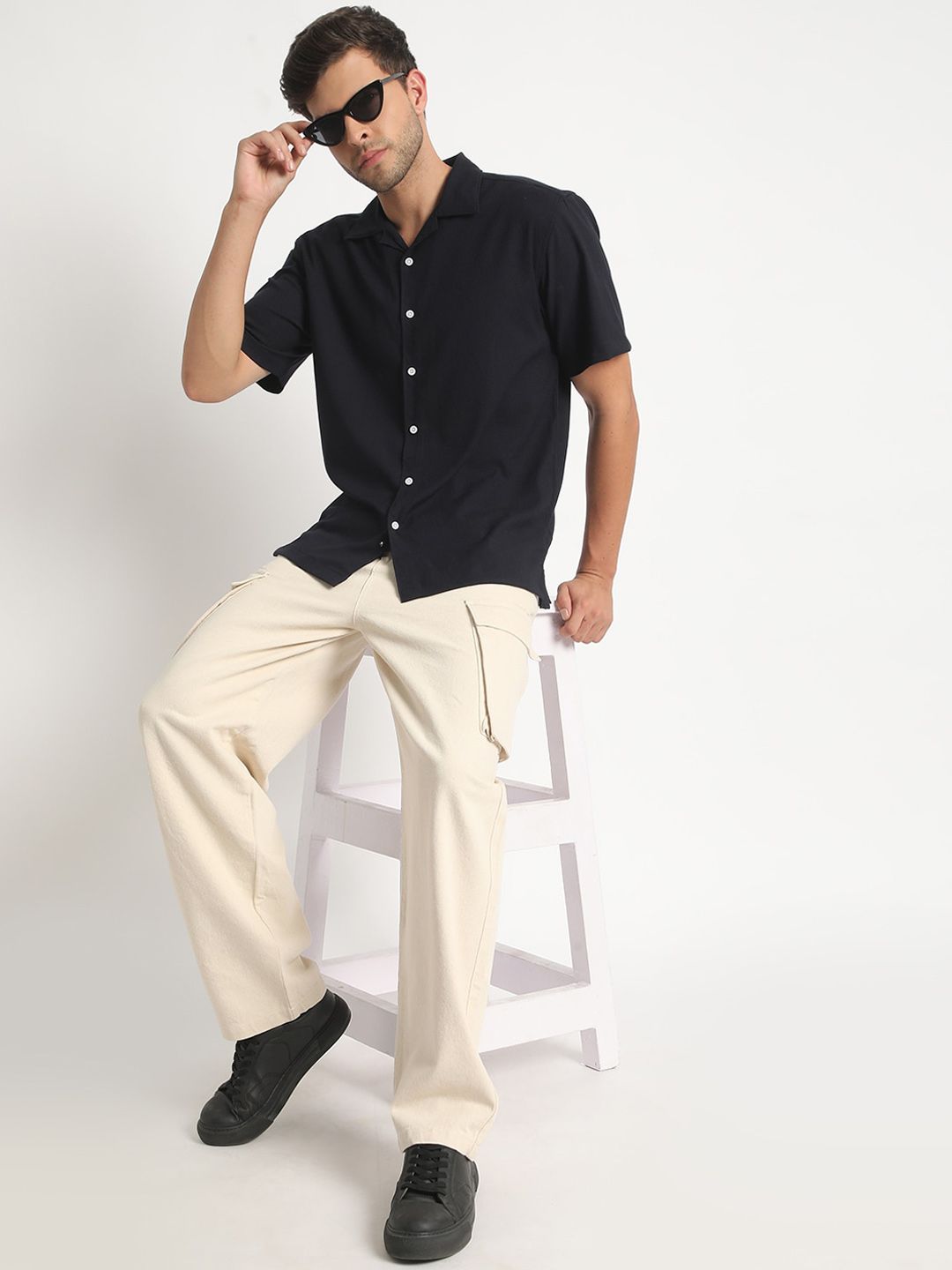 Bene Kleed Men Clean Look Pure Cotton Baggy Jeans