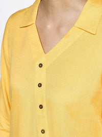 Global Desi Yellow Shirt Collar Asymmetric Tunic