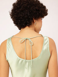 DressBerry Silky Flashback Box Pleats Satin Drop-Waist Mini Dress