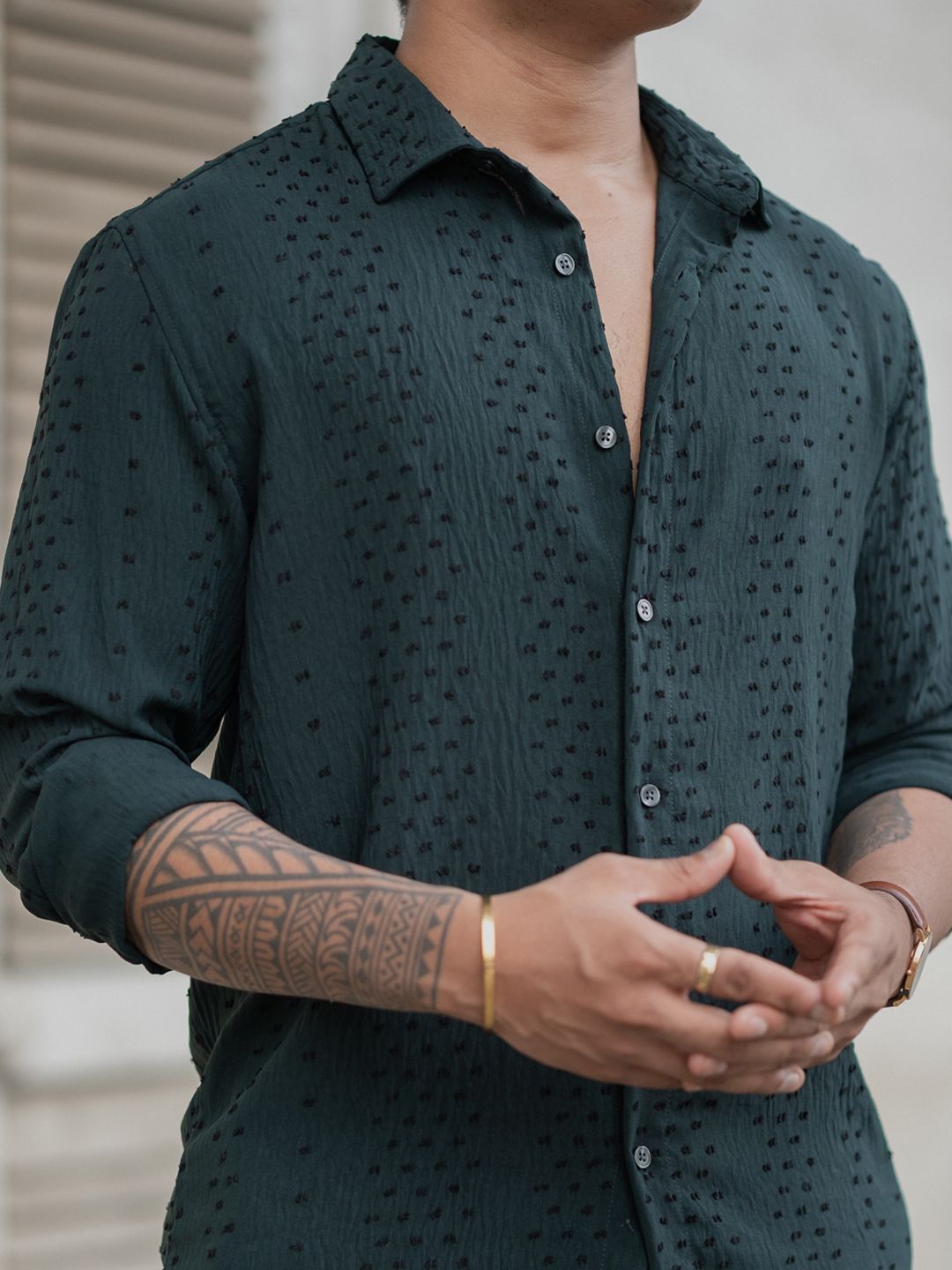 Powerlook Men Spread Collar Abstract Printed Casual Shirt