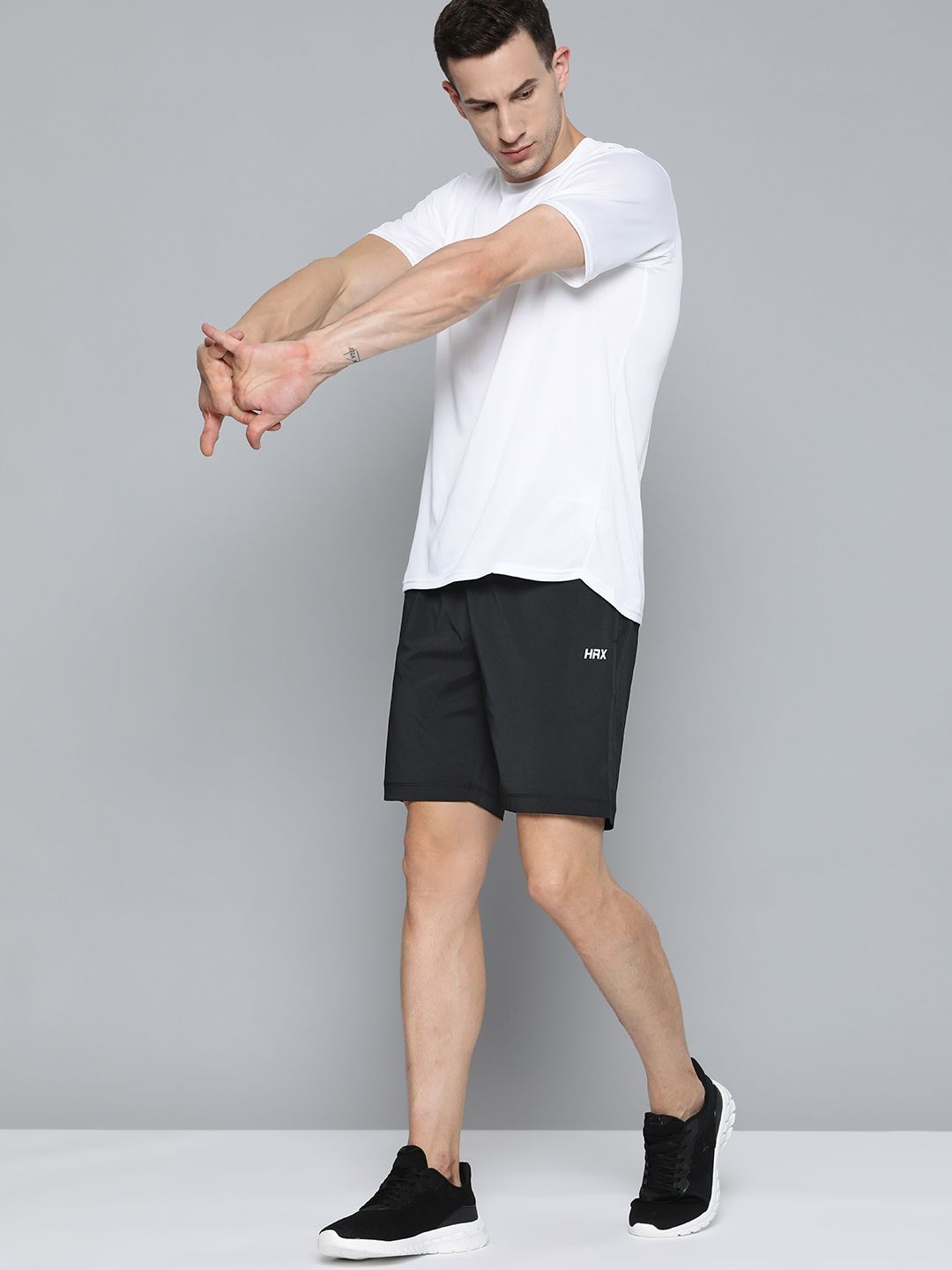 HRX By Hrithik Roshan Training Men Jet Black Rapid-Dry Brand Carrier Shorts