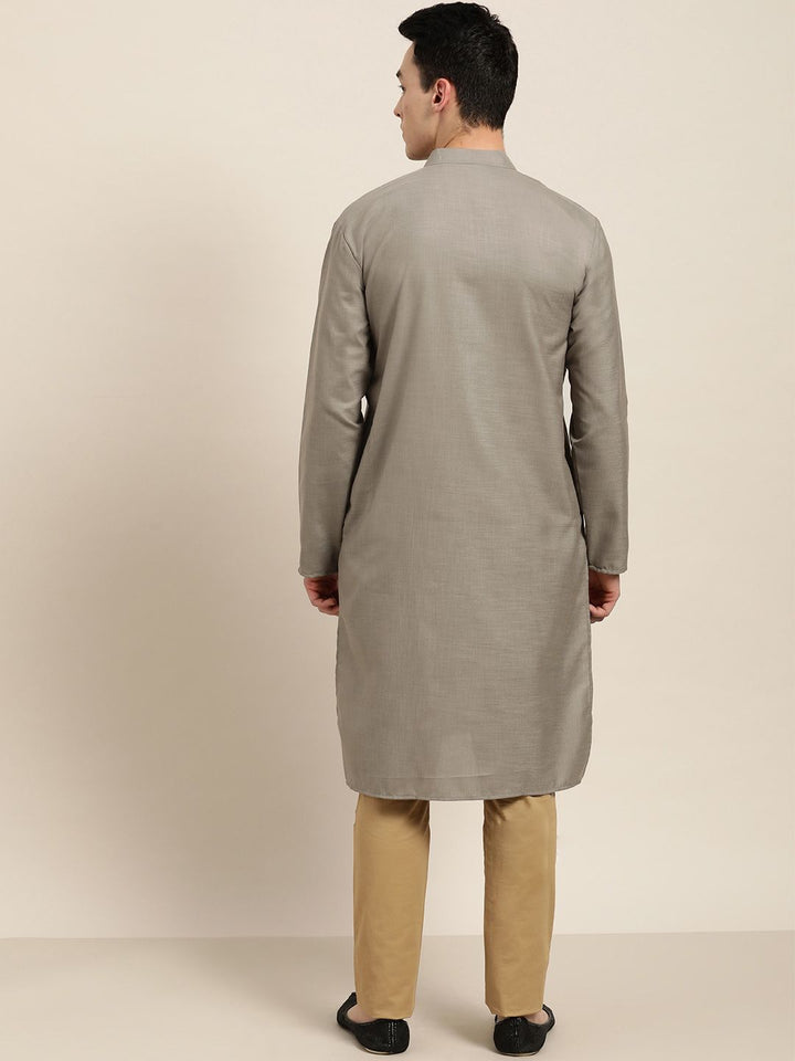SOJANYA Lelaki Grey Solid Kurta Lurus