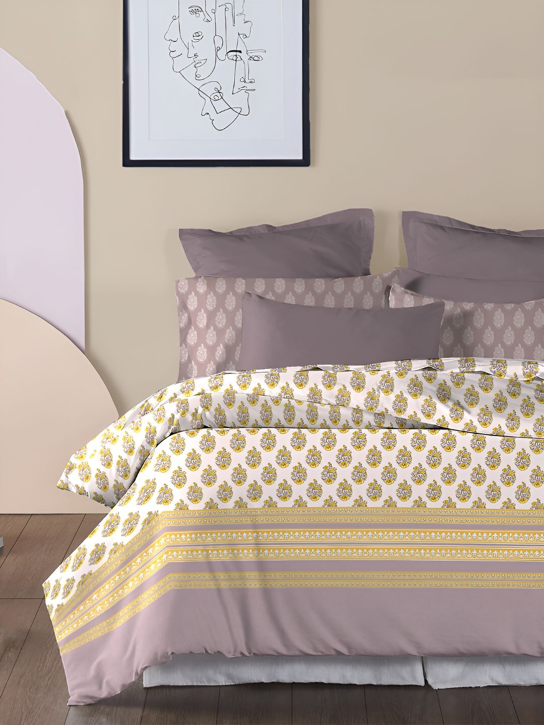 TRIDENT Marigold Soft Comfort Flat 210TC King Pure Cotton Bedsheet Set