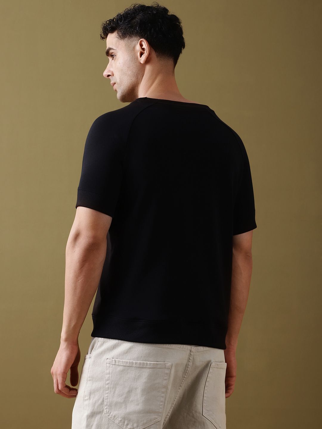 DILLINGER Men Colourblocked Ultra Soft Drapey Cotton Raglan T-Shirt