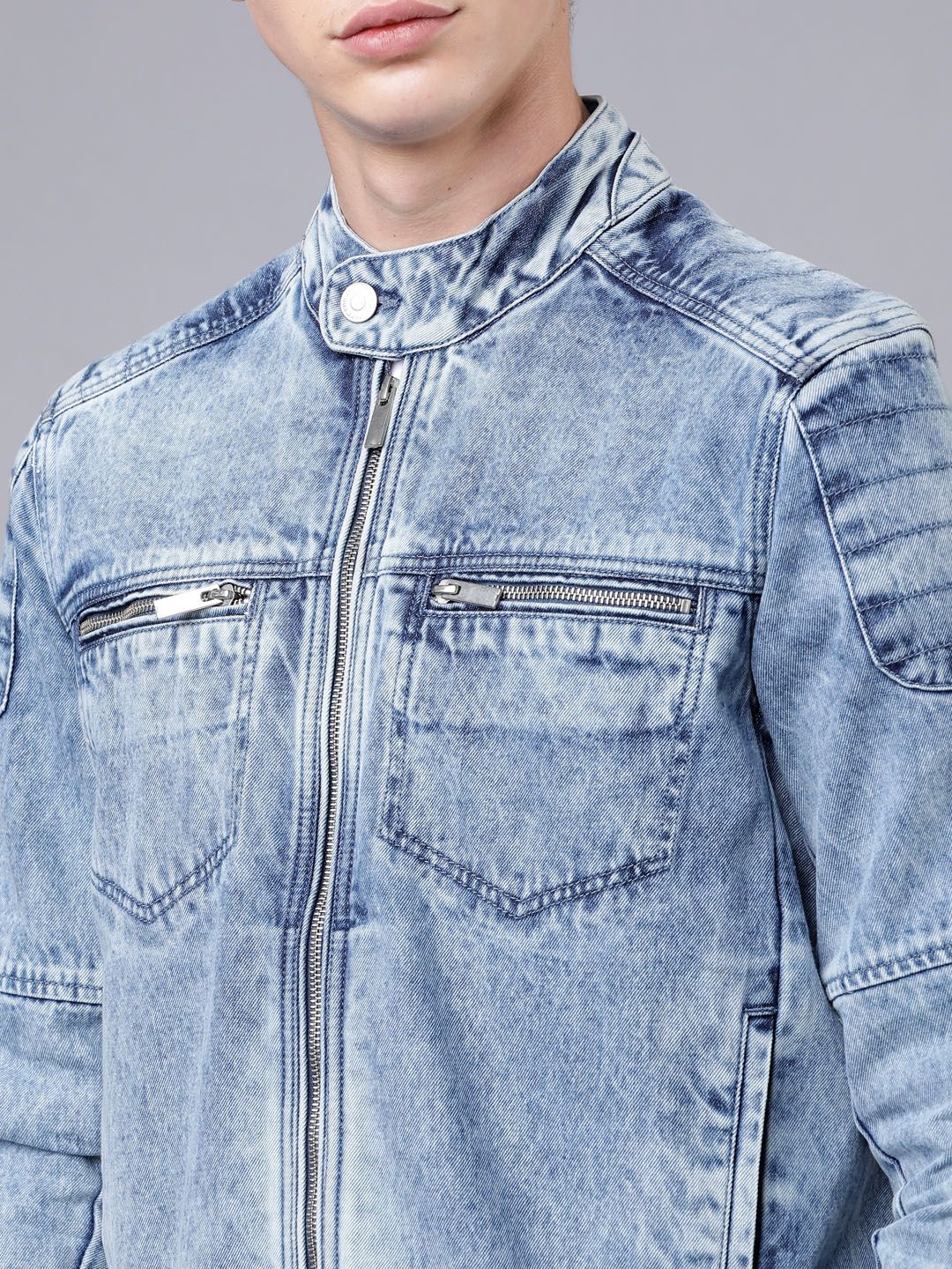 HIGHLANDER Men Blue Solid Denim Jacket