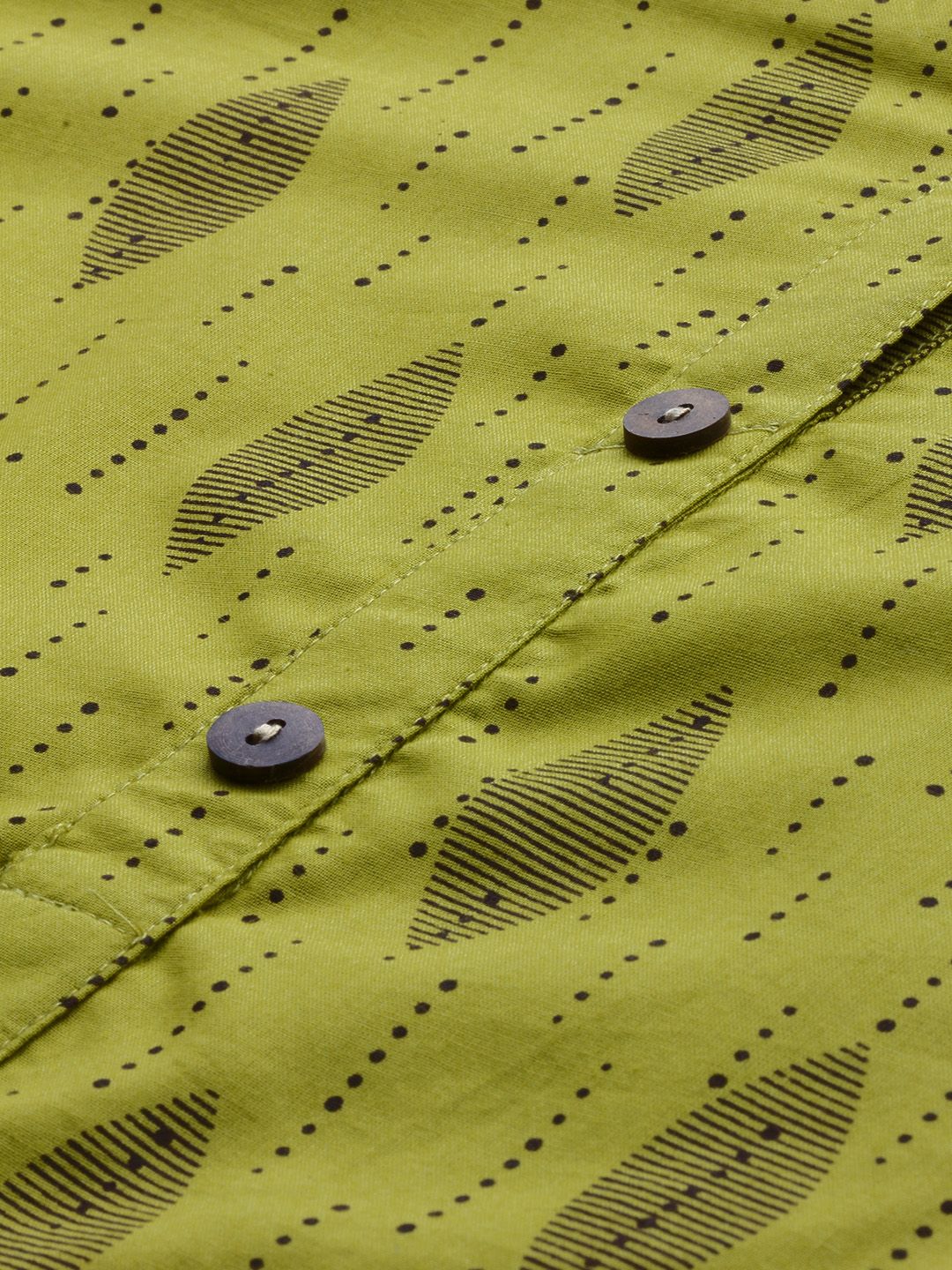 Anouk Women Green & Brown Printed Straight Kurta