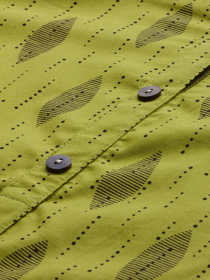 Anouk Women Green & Brown Printed Straight Kurta